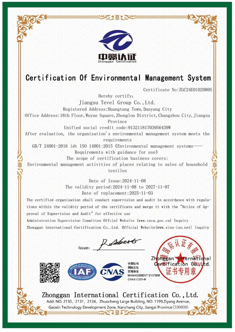 ISO 14001 environmental management certificate